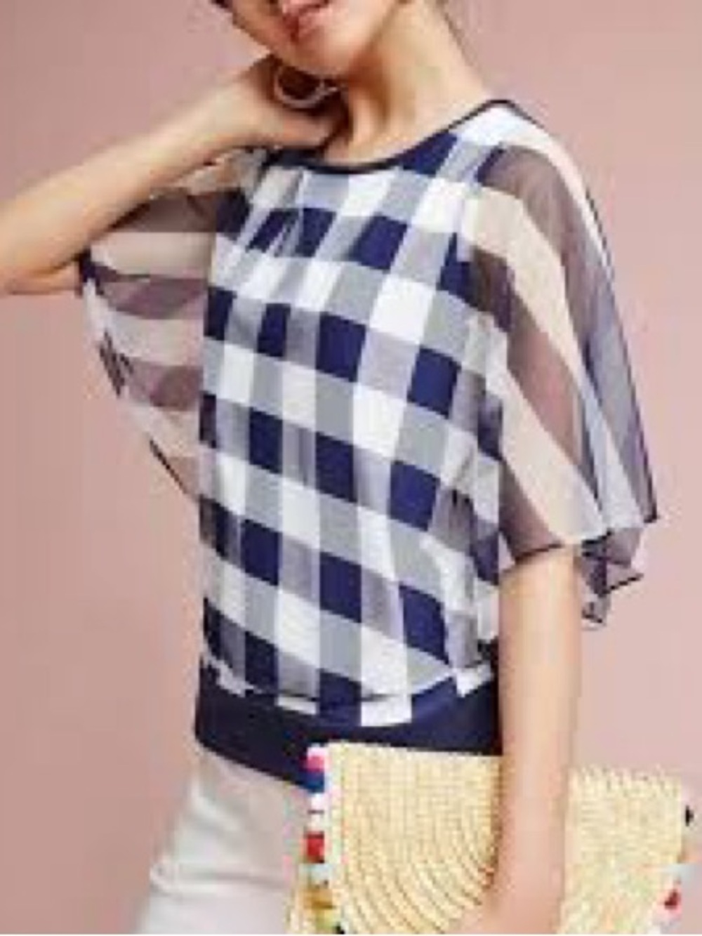 Postmark Anthropologie Elsie Gingham Blouse In S